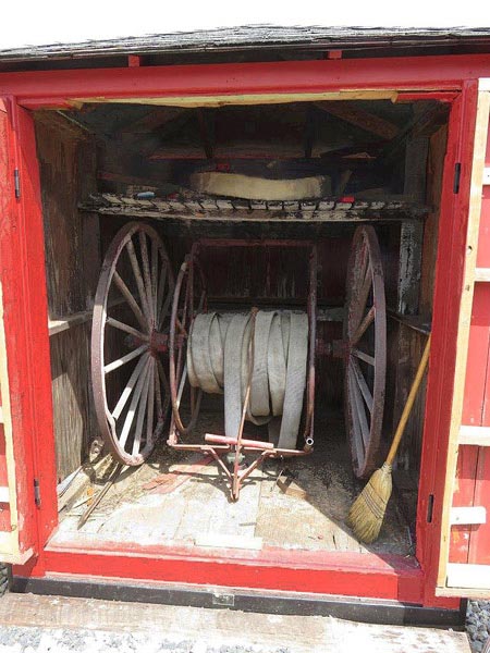Fire Hose Cart inside the Storage Shed